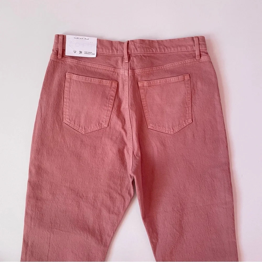 NWT! LOFT Womens High Waist Straight Crop Jean Blush Pink Frayed Hemline Size 31 - Picture 10 of 14